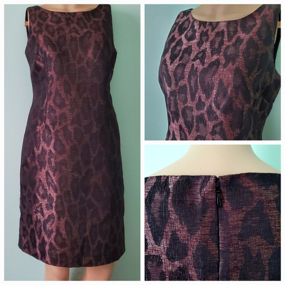 Ann Taylor Dresses & Skirts - Ann Taylor, A Line Dress, Purple, Leopard Print, Size 2